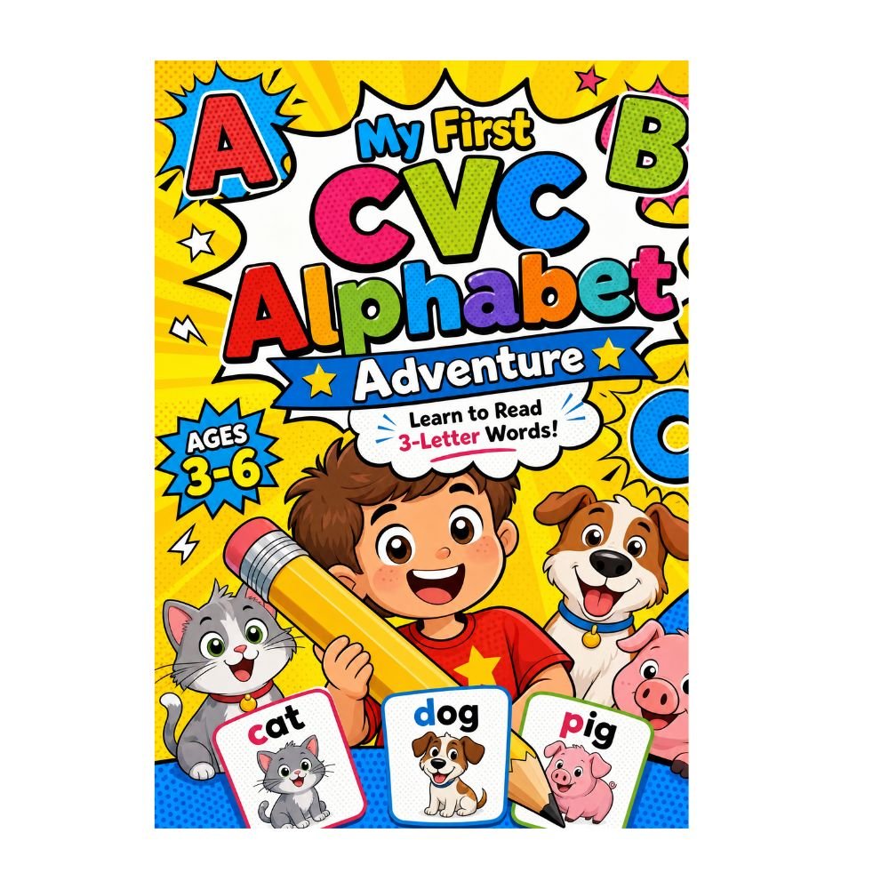 Printable CVC word stories workbook with reading comprehension checklists for kindergarten phonics
