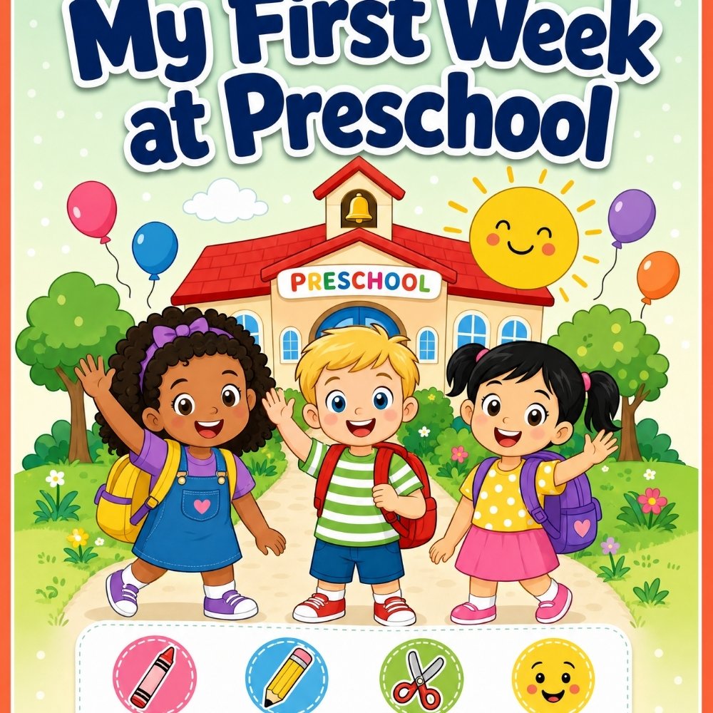 Printable preschool readiness activity book displaying pencil control lines geometric shape tracking and phonics coloring pages